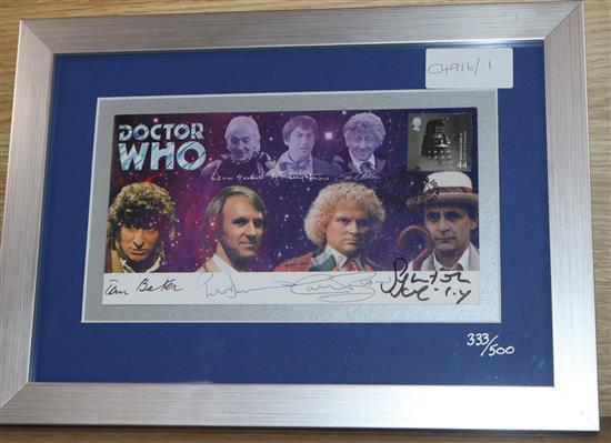 Dr Who - framed Celebration cover, four signatures. Limited edition 333/500.